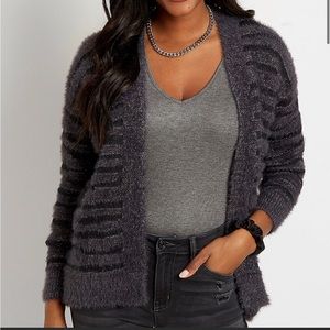 Maurices Super Soft Gray/Purple Zebra Stripe Cardigan (Sz XXL) NWT